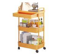 3-Tier Kitchen Trolley, Smooth-Rolling Storage Drawers Wheels, Compact and Space-Saving Storage Cart, Sturdy and Rolling Cart, 41 x 30 x 76 cm, 16,14 x 11,81 x 29,92 Pulgadas, Yellow, White and