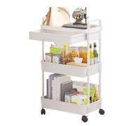 3-Tier Kitchen Trolley, Smooth-Rolling Storage Drawers Wheels, Compact and Space-Saving Storage Cart, Sturdy and Rolling Cart, 41 x 30 x 76 cm, 16,14 x 11,81 x 29,92 Pulgadas, Yellow, White and