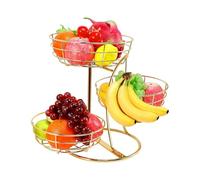 3-Tier Metal Fruit Basket - Kitchen Storage | No deslizable Space Saving Fruit And Vegetable Basket For Kitchen Counter, Pantry or Gabinete, Ideal para Storing Potato, Bread, Snacks, Produce In Home