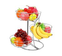 3-Tier Metal Fruit Basket - Kitchen Storage | No deslizable Space Saving Fruit And Vegetable Basket For Kitchen Counter, Pantry or Gabinete, Ideal para Storing Potato, Bread, Snacks, Produce In Home
