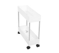 3 Tier Plastic Kitchen Office Nizer Cart on Wheels White Iron Shelf Storage Trolley con Slide Out Rack para dormitorio Baño y sala de estar