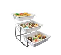 3-Tier Plate Set with Metal Stand, Crack-Proof Serving Trays for Party Brunch, Reusable Food Platter Rack for Fruit Cheese Dessert Display(High plate6.5cm)