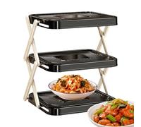 3-Tier Serving Tray - Adjustable Foldable Multi Layer Cupcake Stand Shelf For Snacks Fruits Bread Candy and Condiments, Space Saving Tiered Serving Tower