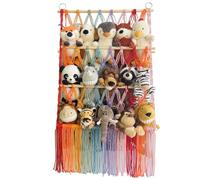 3-Tier Stuffed Animal Storage Hammock, Hanging Plush Toy Organizer with Tassels, Cotton Rope & Wooden Frame, Space-Saving Nursery Storage for Kids Bedroom, Home, Playroom Use