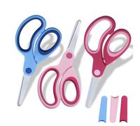3 tijeras para niños de 6 pulgadas, agarre cómodo, cuchillas de acero inoxidable seguras y afiladas para papel, manualidades, papelería, oficina y escuela, mango suave ergonómico para manos pequeñas