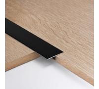 3 tiras de transición de piso de moldura en T de aluminio de 4 cm, tira divisoria plana de metal for unir espacios de piso, perfil laminado, tiras de cubierta de borde de piso(Black,2.5cmx0.9m)