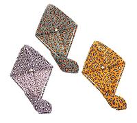 3 Toallas de Microfibra de Leopardo para el Cabello súper absorbentes, Turbante Torcido, Gorras de Secado del Cabello para secar el Cabello rápidamente