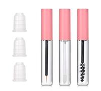 3 tubos vacíos de máscara de pestañas de 10 ml, tubo delineador de ojos y tubos vacíos de brillo de labios, tubos de suero de pestañas vacíos con tapones de fugas, botella de crema de pestañas rosa
