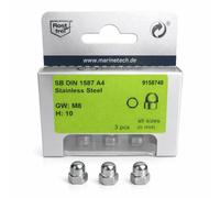 3 tuercas hexagonales M8 DIN 1587 A4 SW13
