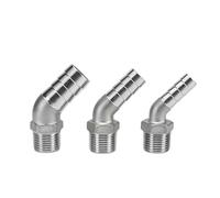 3 uds 1/8 "1/4" 3/8 "1" - 1-1/2 "BSPT macho 6 8 10 12 15 20-40mm espiga for manguera conector acodado de 45 grados accesorio de tubería de acero inoxidable 304(1l2 To 20mm)