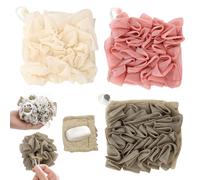 3 uds barra de jabn de lufa 2 en 1 barra de jabn bolsa de lufa puede contener jabn exfoliacin eficaz para el bao (caqui + Beige + rosa)