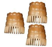 3 Uds Champú De Cuerno Peine De Masaje Cepillo De Champú Para El Cuero Cabelludo Cepillo De Limpieza Peine De Cuerno De Búfalo Natural Cepillo De Pelo Redondo Limpio FRCOLOR