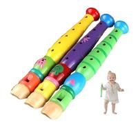 3 uds Instrumento Grabador para niños Flauta Piccolo grabadora de Madera Colorida de 6 Agujeros para niños niñas pequeños, Color Aleatorio, 8 Pulgadas.