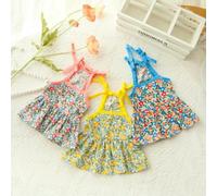 3 uds Mezcla de Colores Dulce Vestido Floral Ropa para Perros y Gatos Tirantes Ropa Dulce Perros pequeños Perros Verano Rosa Transpirable niña niño