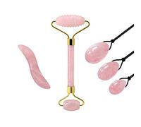 3 uds, Rodillo de jade de cuarzo rosa, huevos Yoni, raspador de aguada, conjunto de herramientas de masaje Guasha, masajeador corporal de bola de ejercicio muscular Kegel, tipo 07