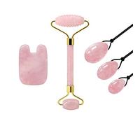 3 uds, Rodillo de jade de cuarzo rosa, huevos Yoni, raspador de gouache, conjunto de herramientas de masaje Guasha, masajeador corporal de bola de ejercicio muscular Kegel, tipo 04