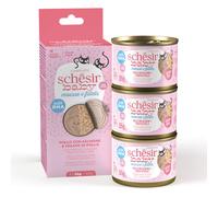 3 uds. x 55 g Schesir Lata Pollo y Salmón en Mousse y Filete para gatitos