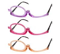 3 unidade gafas para maquillarse los ojos,gafas maquillaje,gafas lupa mujer | 3 gafas de maquillaje con lupa +2,50 AC+PC,lente única para mujeres,presbicia,maquillaje,viajes y uso doméstico