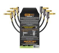 3 unidades - 25 cm - WBC-PRO-PEDAL - 22 AWG - Low Cap (18pF/ft) - Pro-Grade - Basado en grafito - Pedal de doble blindaje, efectos, parche, cable de instrumento con conectores TS en ángulo chapados en