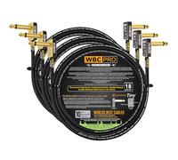 3 unidades, 3 metros, WBC-PRO-PEDAL, 22 AWG, tapa baja (18 pF/pie), grado profesional, a base de grafito, pedal de doble blindaje, efectos, parche, cable de instrumento con conectores TS en ángulo