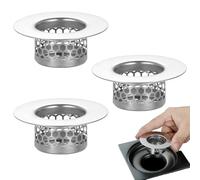 3 unidades colador de drenaje universal, colador de fregadero de ducha, adecuado para tuberías de baño, rejilla de fregadero de cocina, tamiz de drenaje para cuarto de baño de 2,5 - 4,3 cm de diámetro