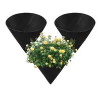 3 unidades colgantes de plástico en forma de cono para flores, maceta, plantas cónicas, cestas colgantes tejidas, equipo de drenaje transpirable, para jardín, hogar, rústico, patio, camino de patio