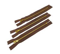 3 Unidades/Cremalleras de Latón Cerradas, Maya 5#, Cremallera Semiautomática para Costura, Para Coser En Ropa, DIY, (3uds - 20cm, 303-marrón)