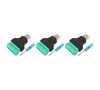 3 unidades de adaptador de terminal de tornillo RJ45, conector hembra RJ45 a conector de 8 pines con tornillo, cableado - bloque de terminales de red sin coste para DVR y