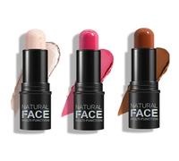 3 unidades de barra de contorno resistente al agua, resaltador de larga duración, barra de maquillaje, crema ligera multiusos, kit de maquillaje facial para mejillas, labios, resaltador para toda l