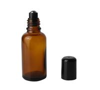 3 unidades de botellas de cristal marrón con bolas de acero inoxidable y tapa negra - Esencial aceite perfumado labial - Cosmético brillo bálsamo - Bote (30 ml)
