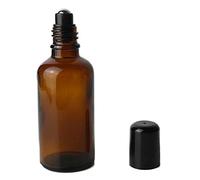 3 unidades de botellas de cristal marrón con bolas de acero inoxidable y tapa negra - Esencial aceite perfumado labial - Cosmético brillo bálsamo - Bote (50 ml)