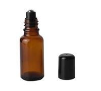 3 unidades de botellas de cristal marrón con bolas de acero inoxidable y tapa negra - Esencial aceite perfumado labial - Cosmético brillo bálsamo - Bote (20 ml)
