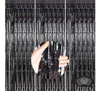 3 unidades de cortinas con purpurina decorativas, cortinas con flecos, cortinas de fondo fotográfico con 9 pegatinas de doble cara para bodas, fiestas