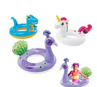 3 unidades de flotador inflable, dinosaurio unicornio pavo real PVC acuático anillo de juego acuático, accesorios para fiestas, anillos de natación para bebés, niños, 2-6 años, verano, piscina, playa