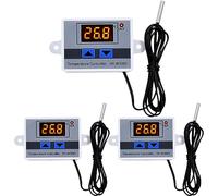 3 unidades de regulador de temperatura digital, termostato digital XH-W3001 con sonda, sonda impermeable AC110 V-220 V, interruptor de temperatura, pantalla LCD, calefacción y refrigeración