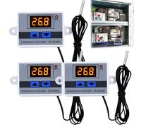 3 unidades de regulador de temperatura digital: XH-W3001 termostato digital con sonda impermeable, rango de voltaje AC 110 V-220 V, interruptor de temperatura, pantalla LCD, calefacción y