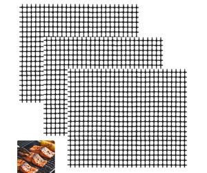 3 unidades de rejilla para barbacoa, alfombrillas para airfryer, 40 × 30 cm, antiadherente, reutilizable, alfombrilla para parrilla de gas, para parrilla de gas, carbón vegetal, freidora de aire