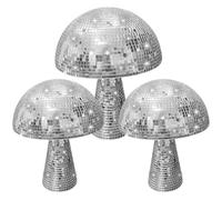 3 unidades de setas de discoteca, espejo de seta de discoteca, color plateado, decoración de setas, bola de discoteca, bola de discoteca, decoración de seta grande, para decoración del hogar