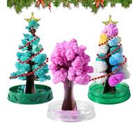 3 unidades Mini Árbol de Navidad, Cristales de Cultivo Árbol de Papel Mágico, Árbol de Navidad Artificial, Decoración de Mesa Árbol de Navidad Verde y Colorido, Árbol de Navidad Flor de Cerezo, Riego