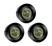 3 unidades Mini higrómetro digital termómetro redondo Medidor de humedad Temperatura Medidor de humedad Fahrenheit (℉) o Celsius (℃) para interior, oficina, salón (pilas incluidas) (3)