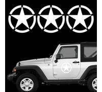 3 Unidades Pegatinas 4x4 Estrella Militar Pegatina Destruída US Army, Adhesivos Estrella Militar, Pegatinas Coche Exterior (Blanco, 13 cm)