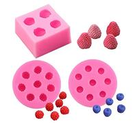 3 unidades/set 3D Mini fresa, frambuesa y arándano de silicona Fondant Moldes de jabón Vela de morera, cera de morera, moldes de bayas de chocolate y caramelo para decoración de pasteles