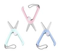 3 Unidades Tijeras Pequeñas, Tijeras Puntas Redondeadas, Tijeras Manualidades, Mini Tijeras Llavero, Tijeras Plegables, con Mango de Plástico, para Hogar, Escuela, Oficina, Bricolaje