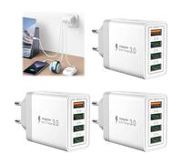 3 unidades USB cargador USB fuente de alimentación 4 puertos cargador con Qc 3.0 cargador rápido múltiple USB múltiple para iPhone 15 14 13 12 11 Pro Max Plus, iPad, Samsung Galaxy S24 S23