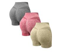 3 unids Ciclismo Shorts Sport Femme Push Up Leggings Cortos Talle Alto Medias Ciclismo para Fitness Gimnasio Yoge Leggings Pantalones de Yoga Jogging Sportswear Opaco Suave Elástico Ciclismo Pilates