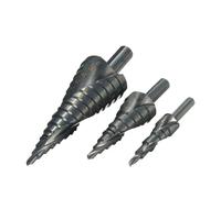 3 unids/set 4-32MM juego de brocas escalonadas de cobalto espiral de acero de alta velocidad de nitrógeno for taladros de Metal con agujero de vástago triangular de cono de Metal