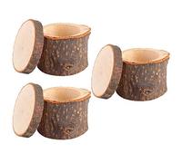 3 Unids/Set Caja de Anillo de Madera DIY Soporte de Anillo de Boda Rústico Portador Contenedor Caja para Aniversario del Día de San Valentín