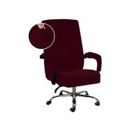3 Unids/set De Funda Gruesa De Terciopelo For Silla De Oficina For Jefes, Funda Elástica For Silla Giratoria, Funda Elástica For Silla De Juegos Con Guantes Con Reposabrazos(Velvet-Burgundy,XL)