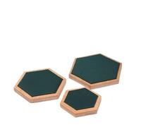 3 unids/set de madera en forma hexágono bandeja almacenamiento joyería pendientes anillo Para Mujeres(Green)