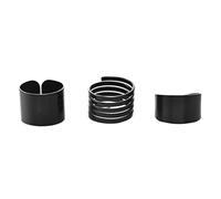 3 unids/set gótico punk anillos de barra minimalista liso negro mate geométrico anillos de metal para las mujeres niñas partido conjunto de joyería ságil de moda